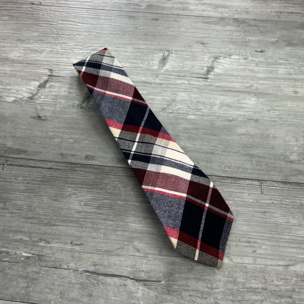 Pedigree Navy, Red, White & Tan Plaid Tie